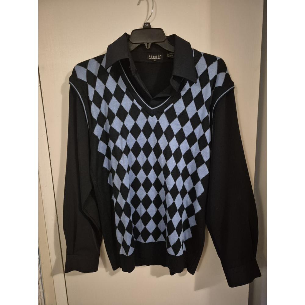 Pronti Collection By Phita Collections‎ Mens Sweater Vest With Black Top Large